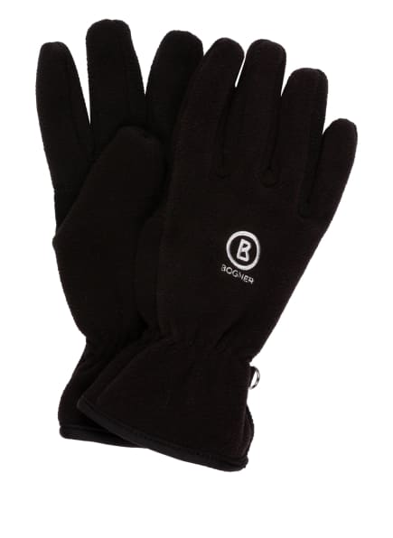 BOGNER Fleece-Handschuhe B-LEISURE mit Lederbesatz, Farbe: SCHWARZ (Bild 1)