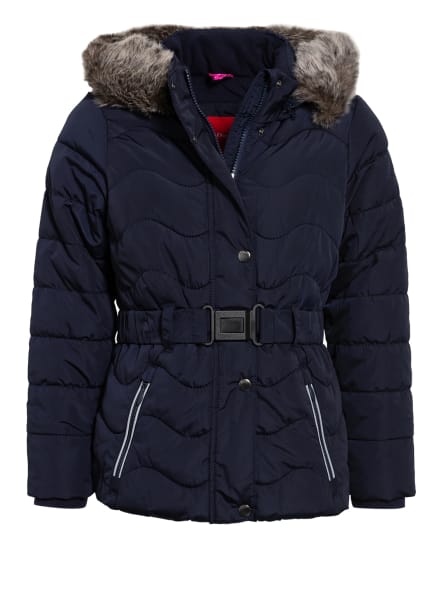 Jacke mit abnehmbarer Kapuze und Kunstfellbesatz von s s.Oliver Jacke, abnehmbare Kapuze, Knöpfe, Reißverschluss