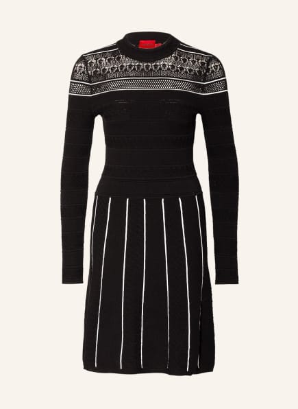 HUGO Knit dress SISKANNA with lace trim , Color: BLACK/ WHITE (Image 1)