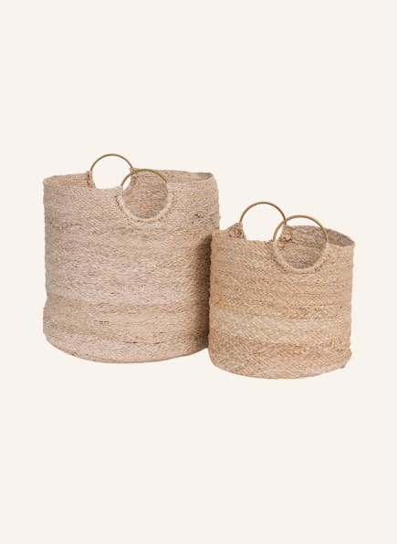 URBAN NATURE CULTURE AMSTERDAM Set of 2 baskets FADIA, Color: LIGHT YELLOW/ GOLD (Image 1)