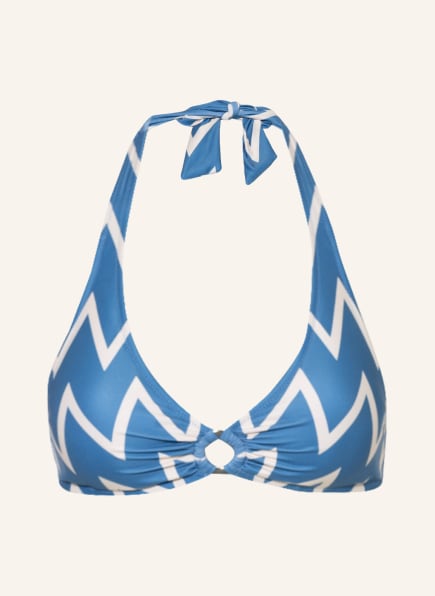 watercult Halter neck bikini top SEASIDE VACAY, Color: LIGHT BLUE/ ECRU (Image 1)