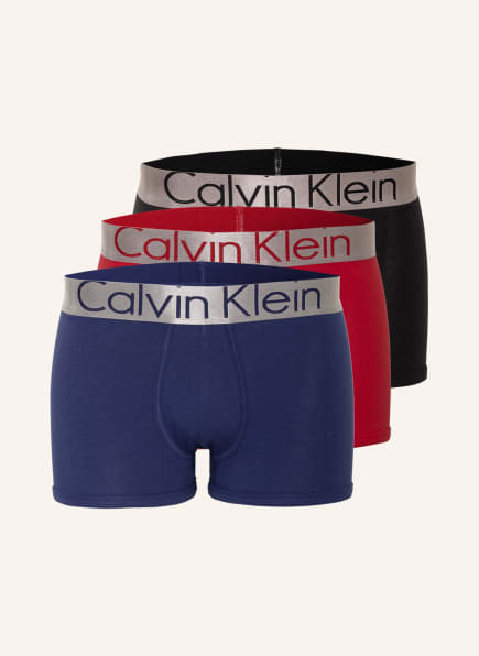 Calvin Klein 3er-Pack Boxershorts STEEL COTTON , Farbe: BLAU/ ROT/ SCHWARZ (Bild 1)