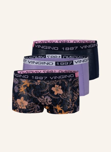 VINGINO 3er-Pack Panties FLOWER, Farbe: DUNKELBLAU/ BLAU/ HELLLILA (Bild 1)