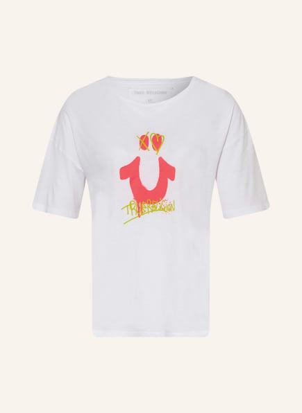 TRUE RELIGION T-shirt in white/ neon 