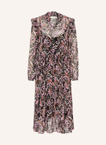 FREEQUENT Kleid FQSMILLY mit Glitzergarn und Volantbesatz, Farbe: SCHWARZ/ LILA/ ROT (Bild 1)