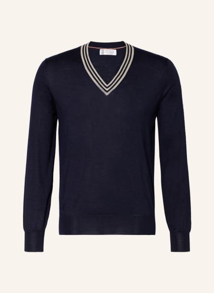BRUNELLO CUCINELLI Cashmere sweater with silk, Color: DARK BLUE (Image 1)