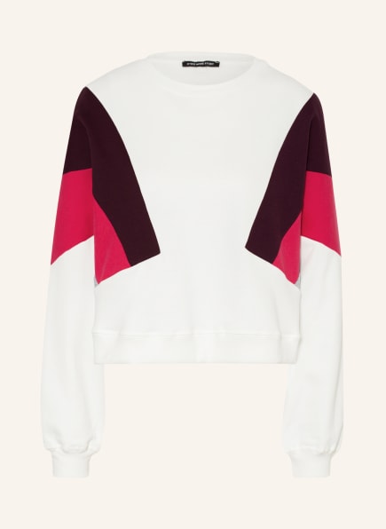 ONE MORE STORY Cropped-Sweatshirt, Farbe: WEISS/ DUNKELLILA/ PINK (Bild 1)