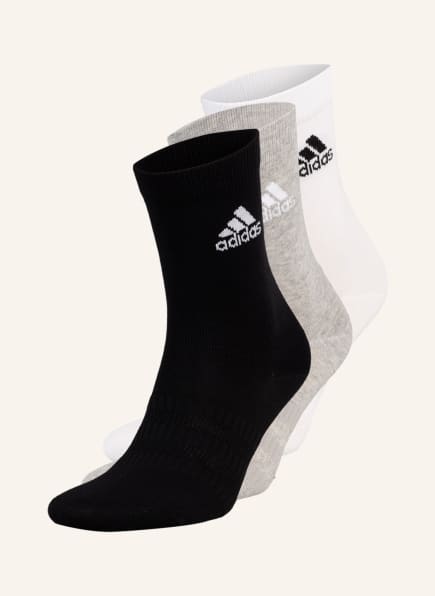 adidas 3er-Pack Socken LIGHT CREW, Farbe: MGREYH/WHITE/BLACK (Bild 1)