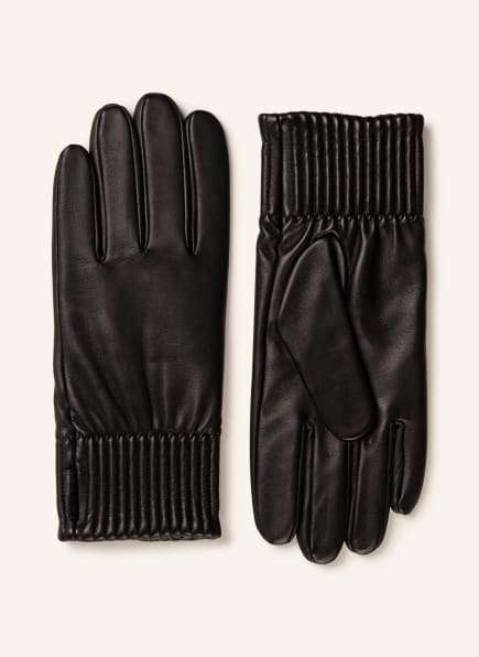 TIGER OF SWEDEN Leather gloves GAUTIN, Color: BLACK (Image 1)
