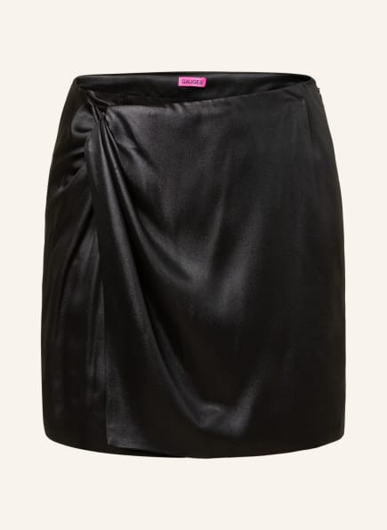 GAUGE81 Satin skirt MIRA in wrap look , Color: BLACK (Image 1)