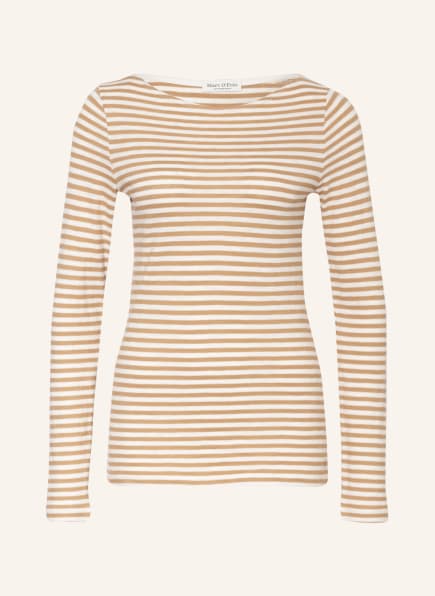 Marc O'Polo Long sleeve shirt, Color: WHITE/ LIGHT BROWN (Image 1)