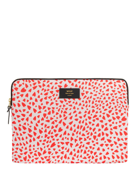 WOUF Laptop sleeve WHITE HEARTS, Color: WHITE/ RED (Image 1)