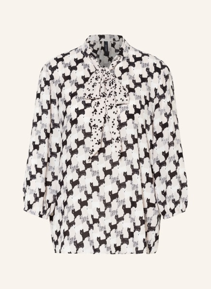 MARC CAIN Bluzka z wiązaniem pod szyją, Kolor: 190 white and black (Obrazek 1)
