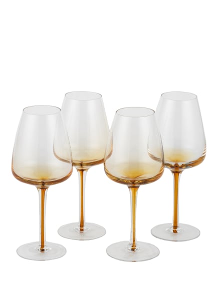 BROSTE COPENHAGEN Set of 4 wine glasses AMBER, Color: DARK YELLOW (Image 1)