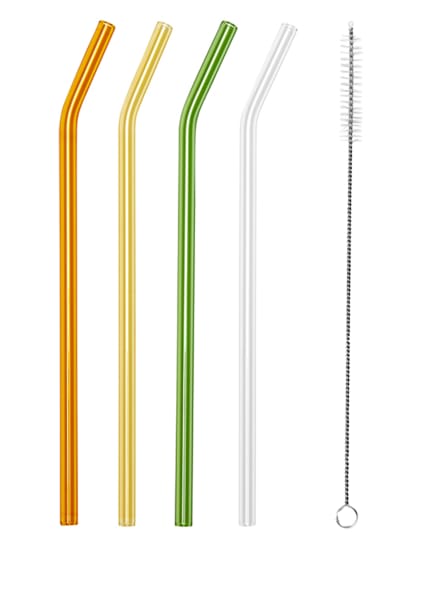 ladelle 4-piece Drinking straw set , Color: GREEN/ YELLOW/ ORANGE (Image 1)