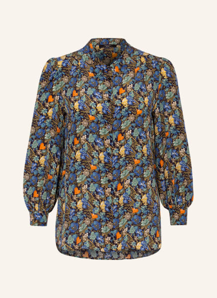 WEEKEND MaxMara Hemdbluse EDDA aus Seide mit abnehmbarer Schluppe , Farbe: DUNKELBLAU/ OLIV/ MINT (Bild 1)