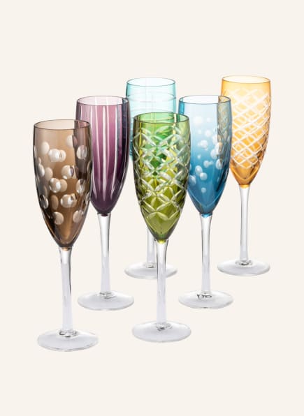 pols potten Set of 6 champagne glasses, Color: PURPLE/ BLUE/ BROWN (Image 1)