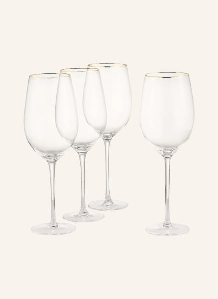 ladelle Set of 4 wine glasses, Color: WHITE/ GOLD (Image 1)