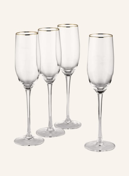 ladelle 4er-Set Champagnergläser, Farbe: WEISS/ GOLD (Bild 1)