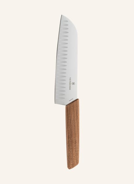 VICTORINOX Santoku knife with fluted edge, Color: BROWN/ SILVER (Image 1)