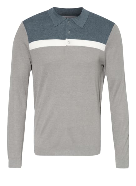 REISS Strick-Poloshirt EASTLONG Slim Fit , Farbe: GRAU/ BLAU/ WEISS (Bild 1)