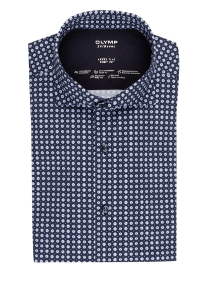 OLYMP Jerseyhemd Level Five 24/Seven body fit, Farbe: DUNKELBLAU/ WEISS/ HELLBLAU (Bild 1)