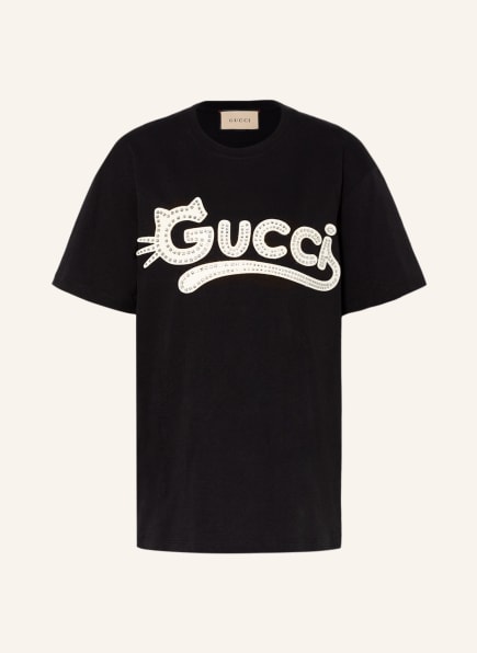 GUCCI T-Shirt mit Schmucksteinbesatz, Farbe: SCHWARZ (Bild 1)