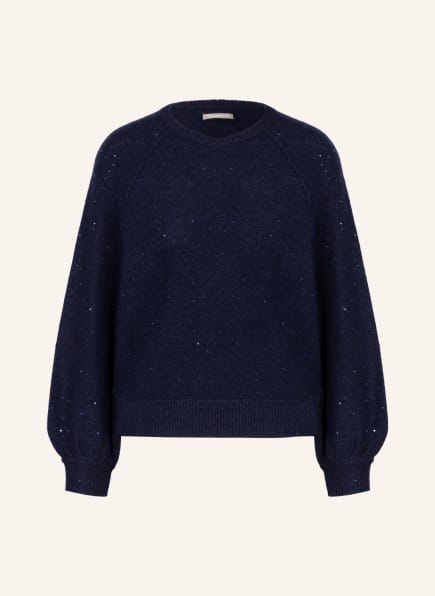HEMISPHERE Cashmere-Pullover mit Paillettenbesatz, Farbe: DUNKELBLAU (Bild 1)