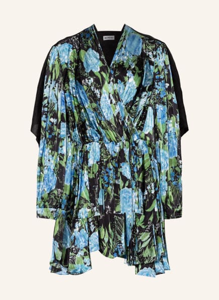 BALENCIAGA Sukienka z dodatkiem jedwabiu z mieszanki materiałów, Kolor: CZARNY/ NIEBIESKI/ ZIELONY (Obrazek 1)