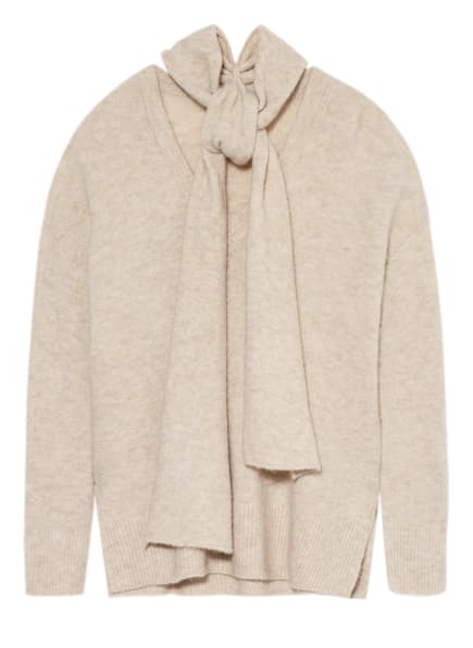 oui Pullover mit abnehmbarem Schal, Farbe: BEIGE (Bild 1)