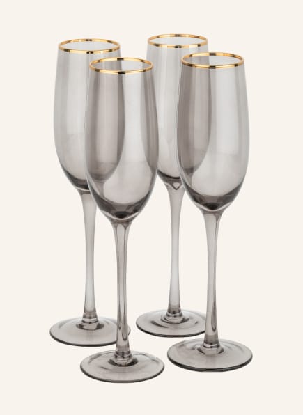 ladelle Set of 4 champagne glasses, Color: DARK BLUE/ GOLD (Image 1)