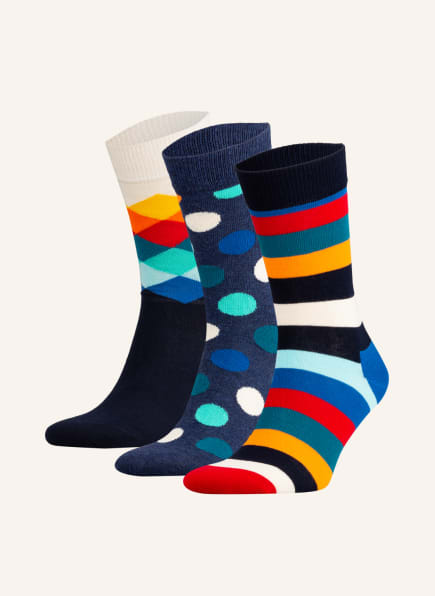 Happy Socks 3er-Pack Socken mit Geschenkbox, Farbe: SCHWARZ/ BLAU/ ROT (Bild 1)