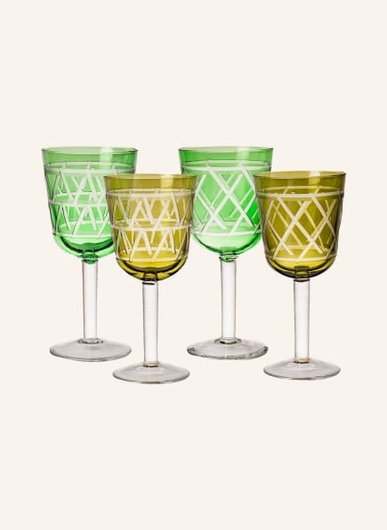 pols potten Set of 4 wine glasses, Color: GREEN/ OLIVE/ PINK (Image 1)