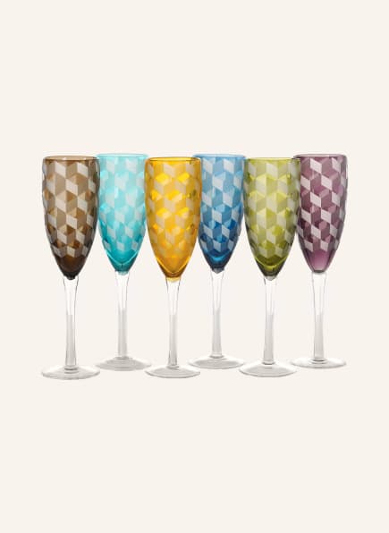 pols potten Set of 6 champagne glasses, Color: LIGHT GREEN/ PURPLE/ BLUE (Image 1)