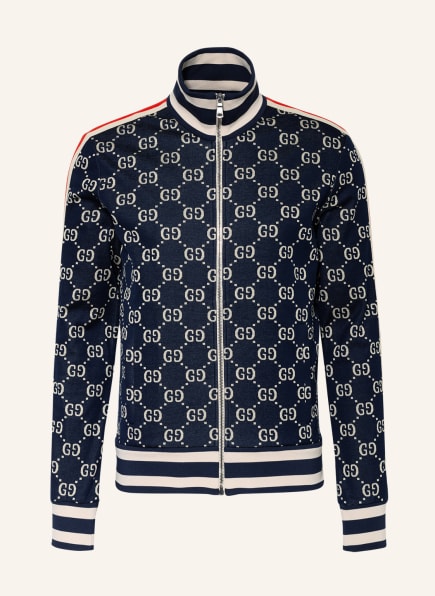 GUCCI Sweat jacket with tuxedo stripes, Color: DARK BLUE/ RED/ BEIGE (Image 1)