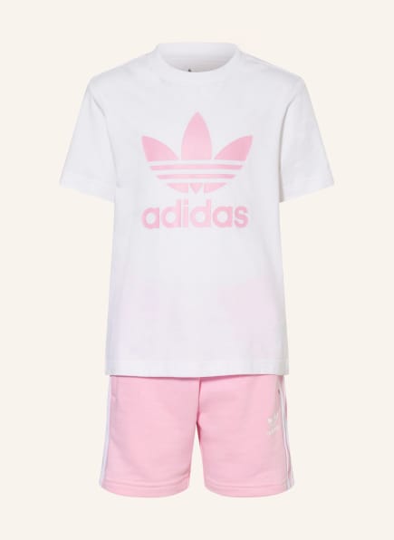 adidas Originals Set: T-Shirt und Sweatshorts, Farbe: WEISS/ ROSA (Bild 1)