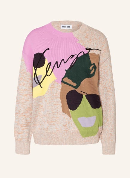 KENZO Pullover, Farbe: GRAU/ PINK/ BRAUN (Bild 1)