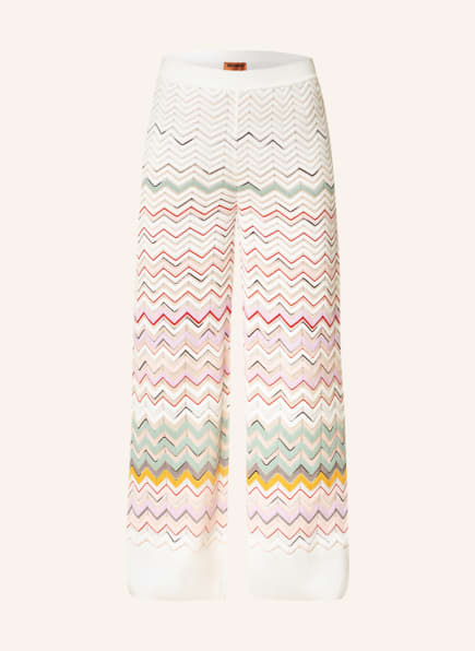MISSONI Wide leg trousers in white/ red 