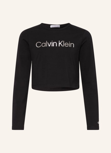 Calvin Klein Cropped-Longsleeve, Farbe: SCHWARZ/ SILBER (Bild 1)