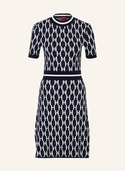 HUGO Knit dress SADRESSY, Color: DARK BLUE/ WHITE (Image 1)