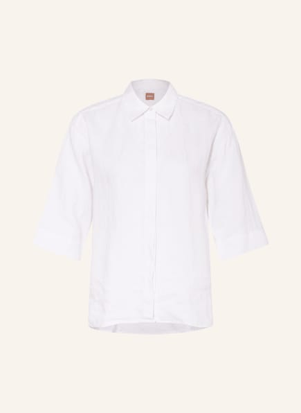 BOSS Kurzarm-Hemd BILINA Regular Fit aus Leinen, Farbe: WEISS (Bild 1)