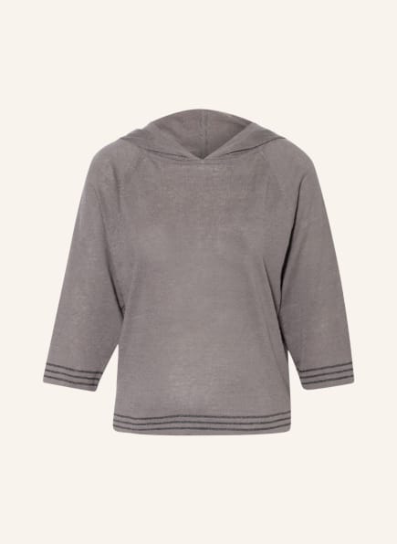 LUISA CERANO Knit hoodie with glitter thread and linen , Color: GRAY (Image 1)