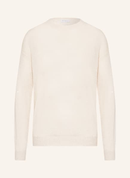 BRUNELLO CUCINELLI Linen sweater with sequin trim, Color: CREAM (Image 1)