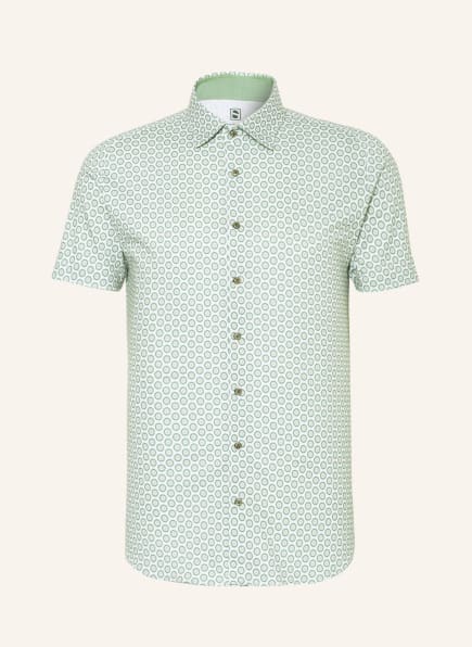 DESOTO Kurzarm-Hemd Slim Fit aus Jersey, Farbe: WEISS/ KHAKI/ HELLGRÜN (Bild 1)