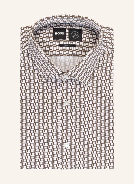 BOSS Jerseyhemd HANK Slim Fit , Farbe: WEISS/ OLIV (Bild 1)