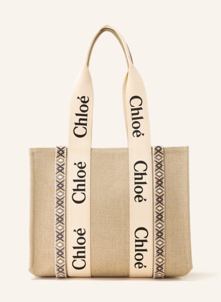 Chloé Shopper WOODY MEDIUM, Farbe: SLATE GREEN (Bild 1)