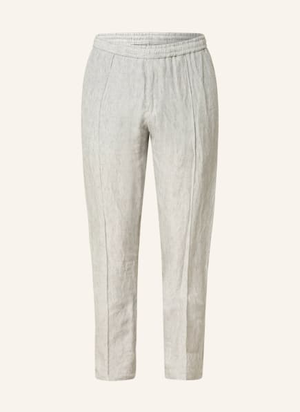 EMPORIO ARMANI Spodnie z lnu w stylu dresowym slim fit, Kolor: JASNOCZARY (Obrazek 1)