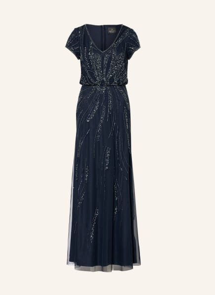 ADRIANNA PAPELL Abendkleid mit Perlen- und Paillettenbesatz, Farbe: DUNKELBLAU (Bild 1)
