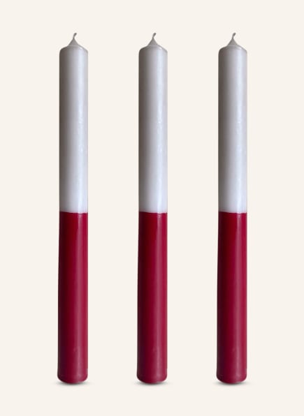 Candy Candle 3er-Set Stabkerzen OUI CHERIE, Farbe: HELLGRAU/ DUNKELROT (Bild 1)