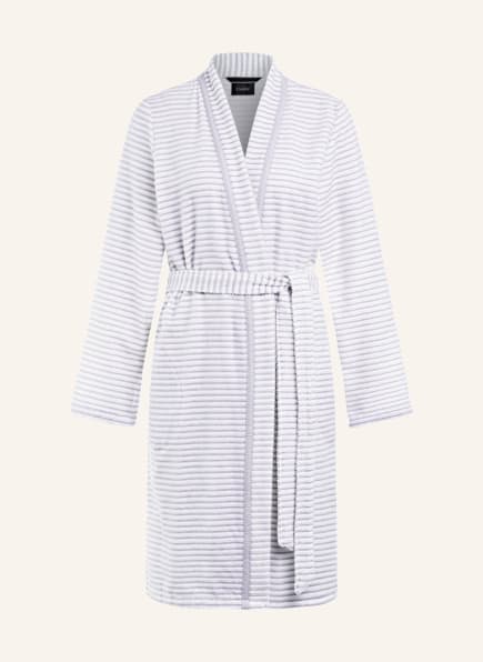 Cawö Women’s bathrobe , Color: GRAY / WHITE STRIPED (Image 1)